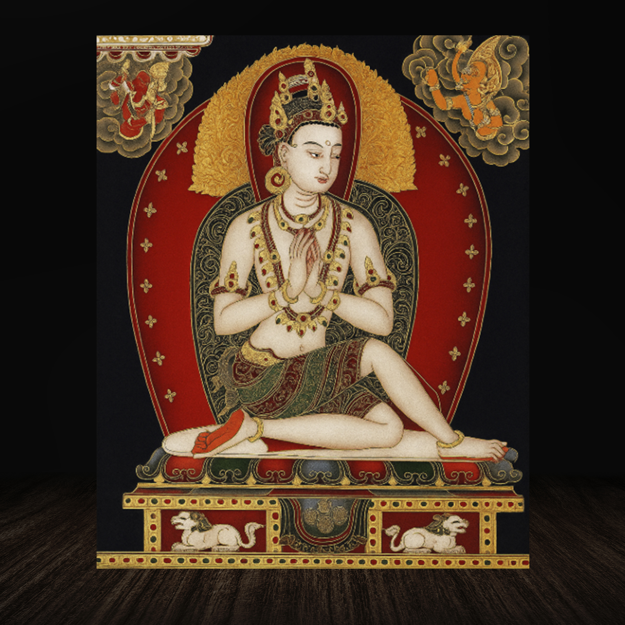 Plain dark black wall with wooden plank product background