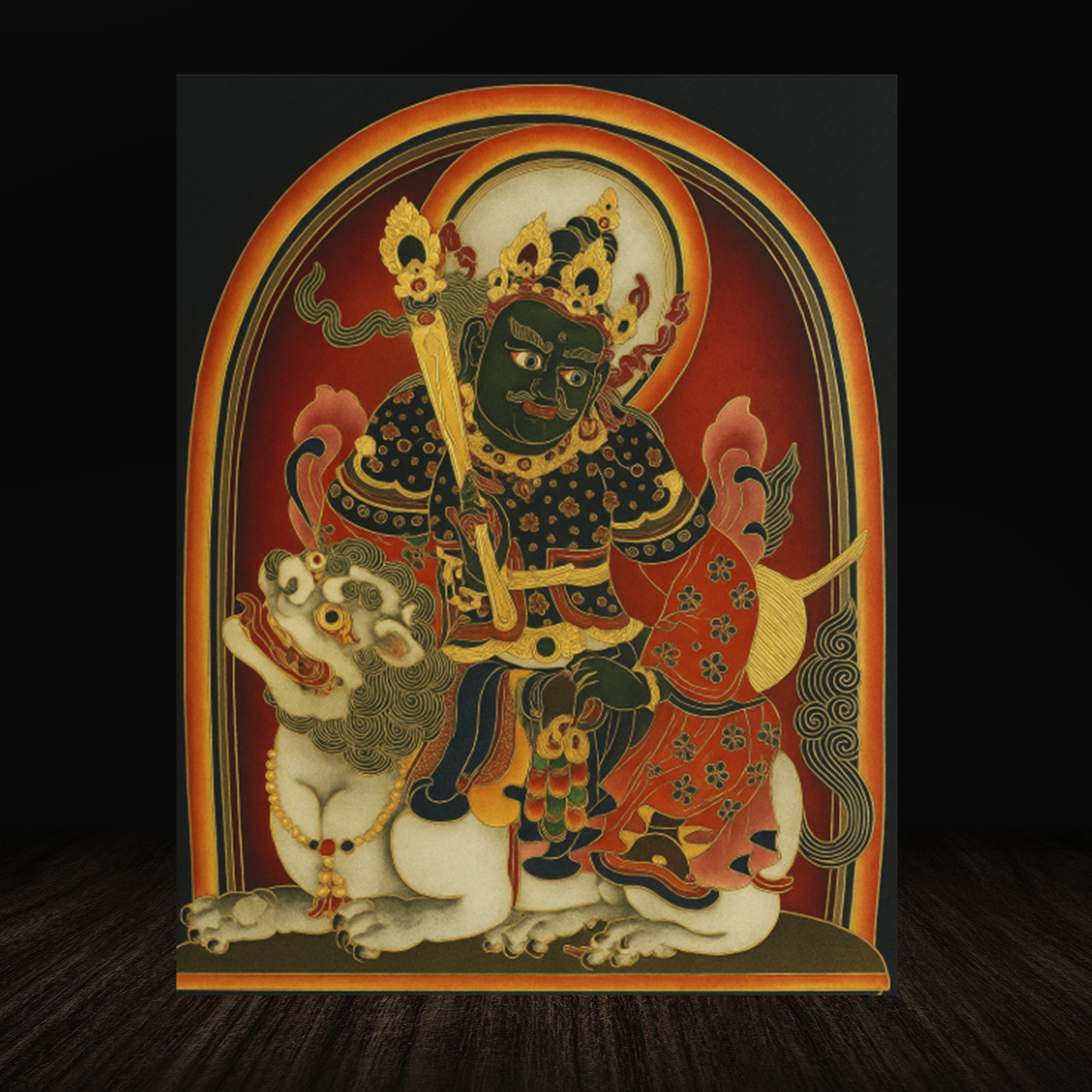 Plain dark black wall with wooden plank product background