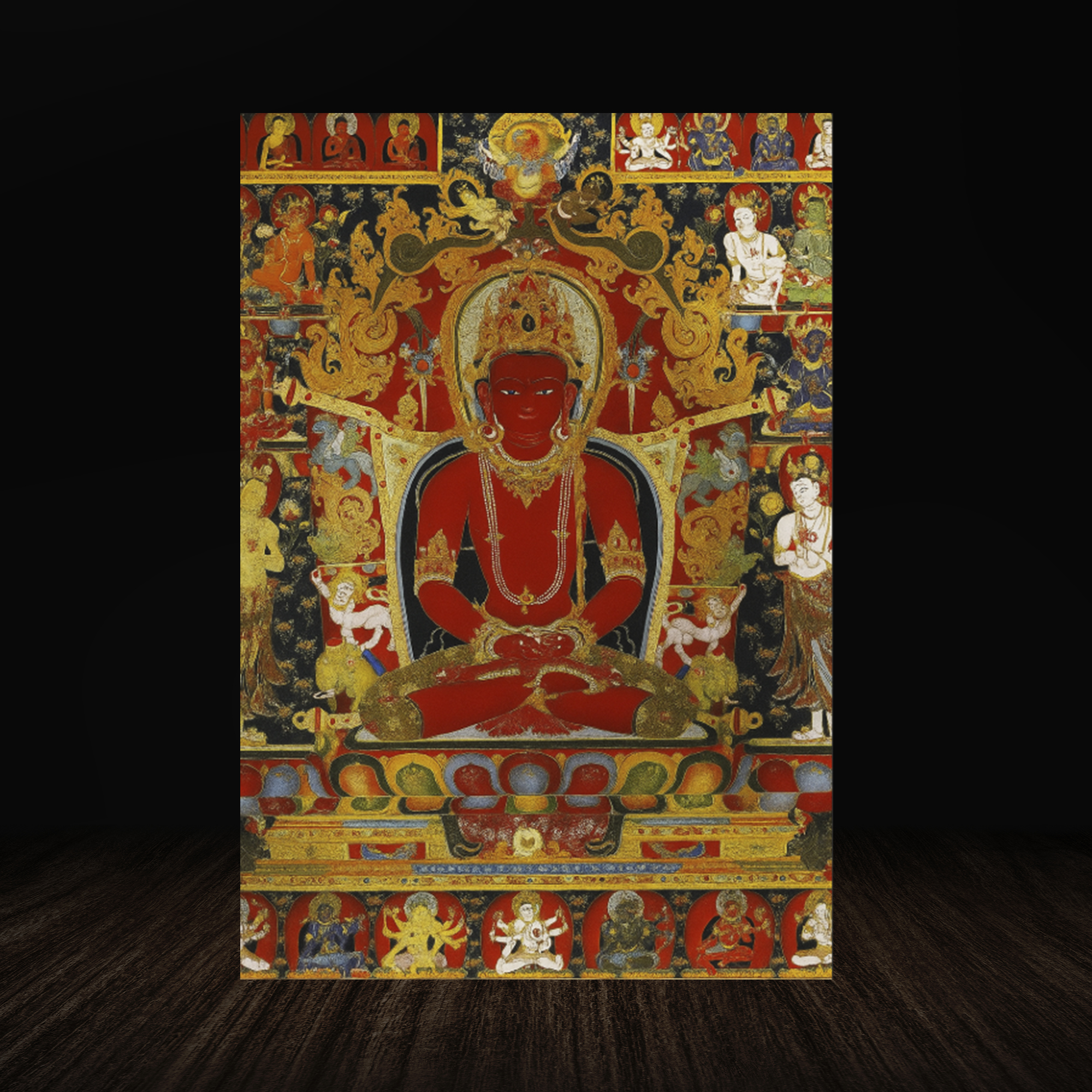 Plain dark black wall with wooden plank product background